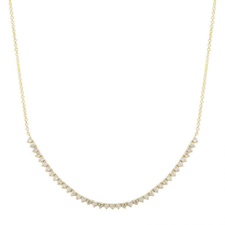 Agent Jewel - 14k Yellow Gold 3 Prongs Setting Diamond Tennis Chain Necklace