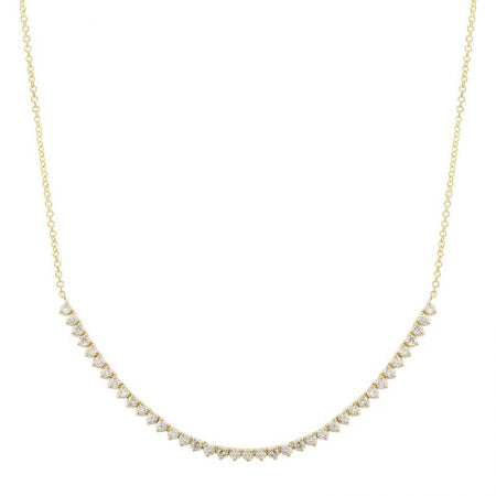 Agent Jewel - 14k Yellow Gold 3 Prongs Setting Diamond Tennis Chain Necklace