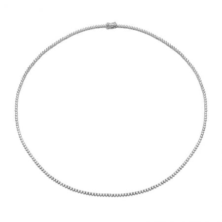 Agent Jewel - 14k White Gold 3 Prongs Setting Diamond Tennis Necklace / Appx. 3.6ct (16inch)