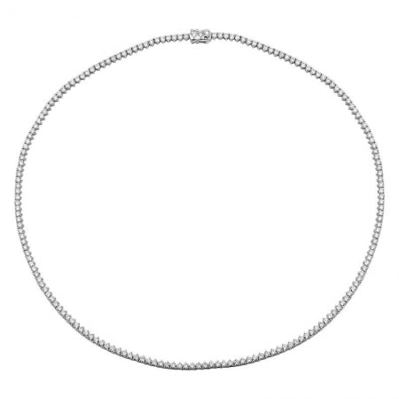 Agent Jewel - 14k White Gold 3 Prongs Setting Diamond Tennis Necklace / Appx. 4.2ct (16inch)