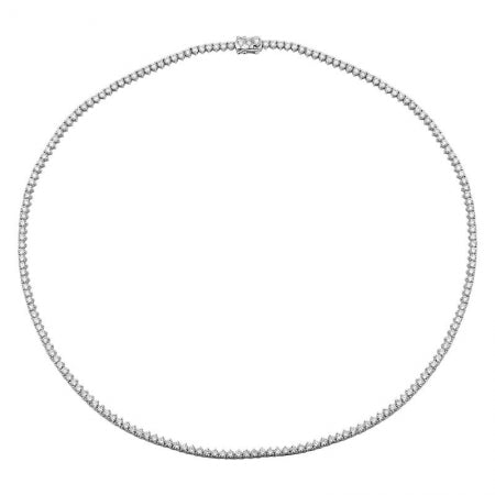 Agent Jewel - 14k White Gold 3 Prongs Setting Diamond Tennis Necklace / Appx. 4.2ct (16inch)