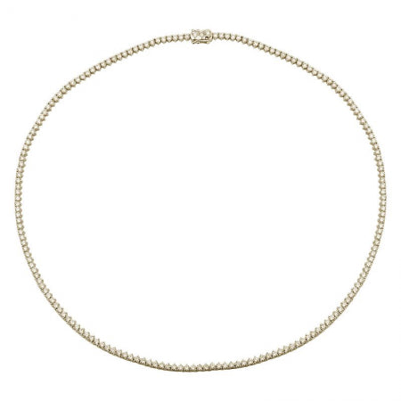 Agent Jewel - 14k Yellow Gold 3 Prongs Setting Diamond Tennis Necklace / Appx. 5.8ct (16inch)