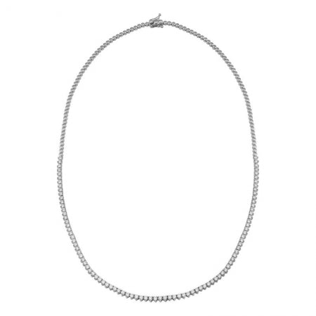 Agent Jewel - 14k White Gold 3 Prongs Setting Diamond Tennis Necklace / Half Way