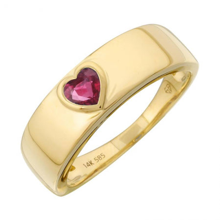 Agent Jewel - 14k Yellow Gold Heart Shape Pink Sapphire Ring