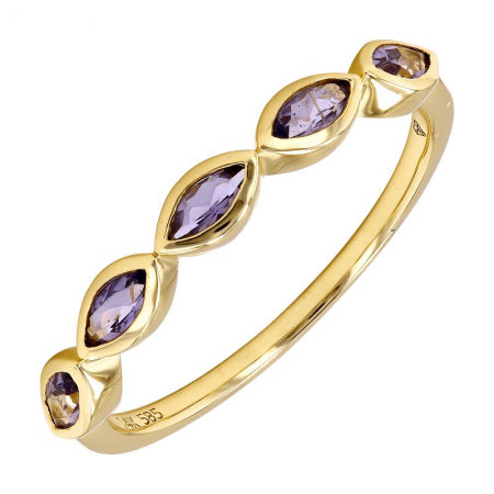 Agent Jewel - 14k Yellow Gold Marquise Shape Iolite Ring