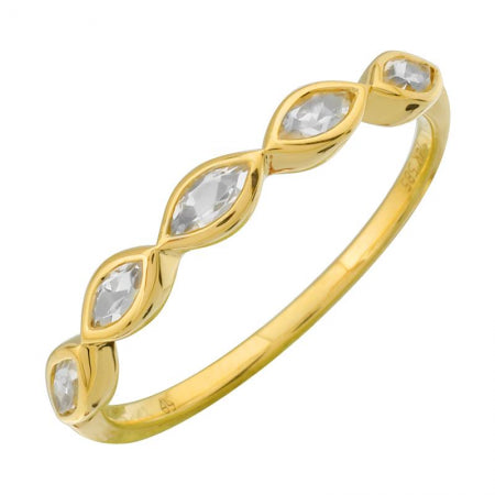 Agent Jewel - 14k Yellow Gold Marquise Shape White Topaz Ring