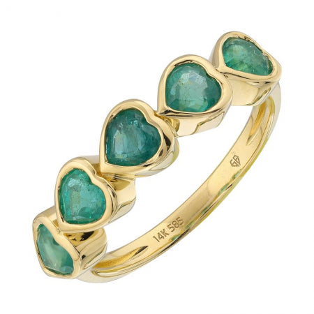 Agent Jewel - 14k Yellow Gold Heart Shape Emerald Ring
