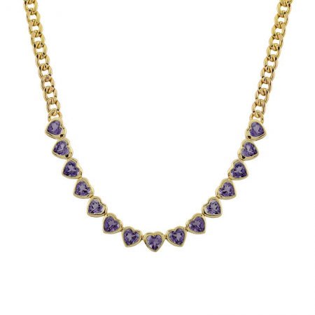 Agent Jewel - 14k Yellow Gold Heart Shape Iolite Cuban Link Chain Necklace