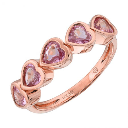 Agent Jewel - 14k Rose Gold Heart Shape Pink Sapphire Ring