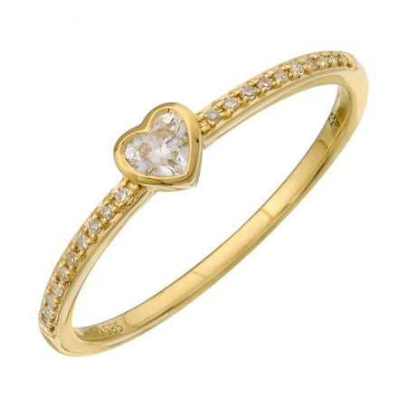Agent Jewel - 14k Yellow Gold Diamond Heart Shape Ring