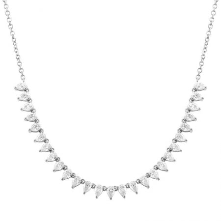 Agent Jewel - 14k White Gold 3 Prongs Set Pear Shape Diamond Necklace