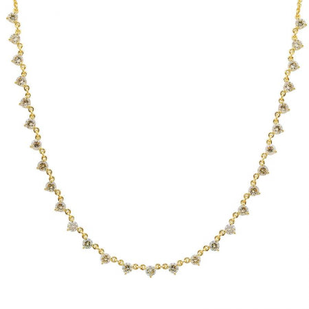Agent Jewel - 14k Yellow Gold 3 Prongs Diamond Setting Double Chain Diamond Necklace