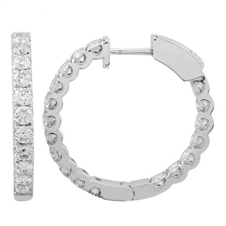 Agent Jewel - 14k White Gold In & Out Diamond Hoop Earrings