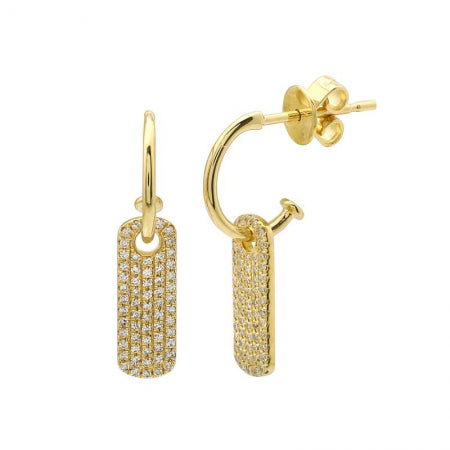 Agent Jewel - 14k Yellow Gold Diamond Id-tag Earrings