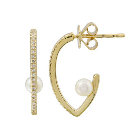 Agent Jewel - 14k Yellow Gold Pearl Diamond Earrings