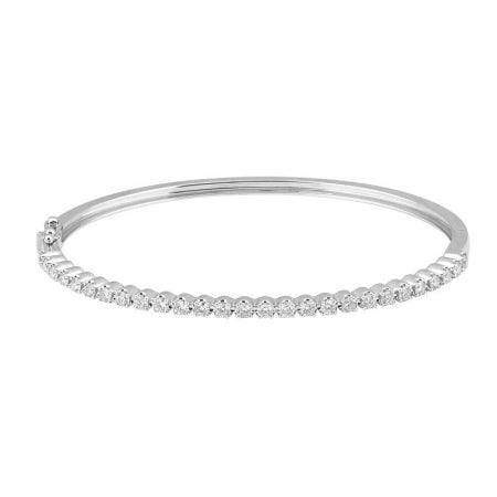Agent Jewel - 14k White Gold Shared Prong Diamond Bangle