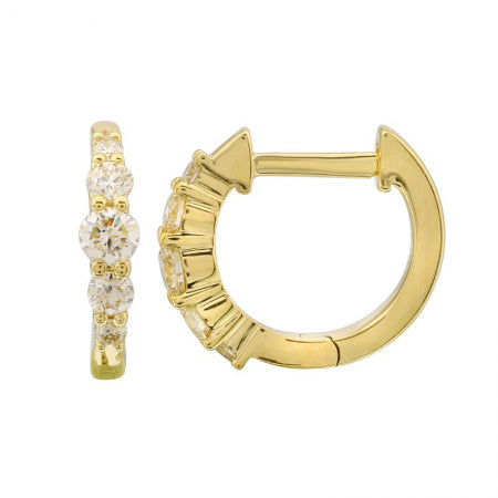 Agent Jewel - 14k Yellow Gold Shared Prong Diamond Huggie Earrings