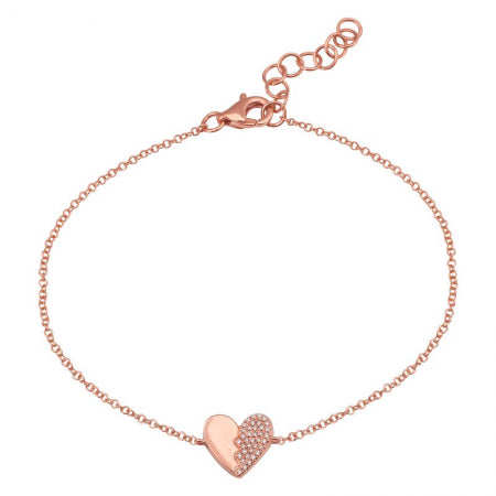 Agent Jewel - 14k Rose Gold Diamond Heart Bracelet