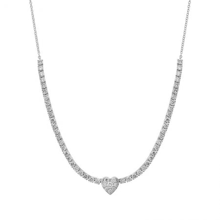 Agent Jewel - 14k White Gold Classic 4-prongs Diamond Tennis Chain Necklace