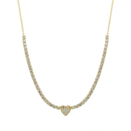 Agent Jewel - 14k Yellow Gold Classic 4-prongs Diamond Tennis Chain Necklace
