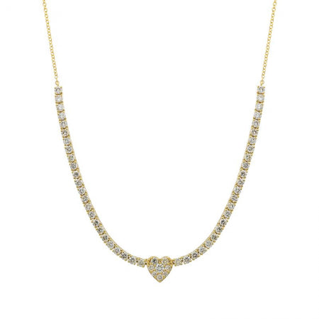 Agent Jewel - 14k Yellow Gold Classic 4-prongs Diamond Tennis Chain Necklace