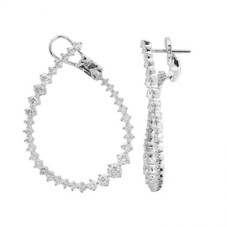 Agent Jewel - 14k White Gold Diamond Hoop Earrings