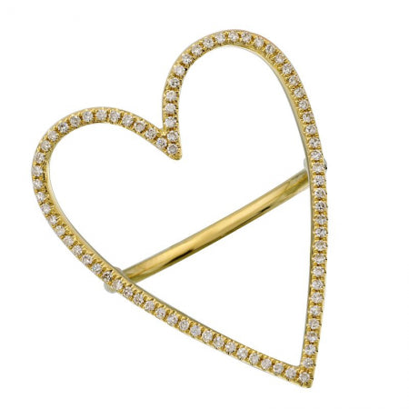 Agent Jewel - 14k Yellow Gold Diamond Open Heart Ring