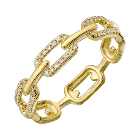 Agent Jewel - 14k Yellow Gold Link Diamond Ring
