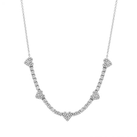 Agent Jewel - 14k White Gold Classic 4-prongs Diamond Tennis Chain Necklace