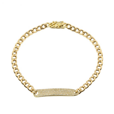 Agent Jewel - 14k Yellow Gold Cuban Link Chain Diamond Bracelet