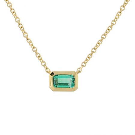 Agent Jewel - 14k Yellow Gold Bezel Setting Emerald Necklace