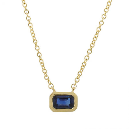 Agent Jewel - 14k Yellow Gold Bezel Setting Sapphire Necklace