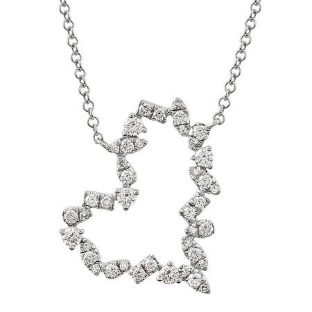 Agent Jewel - 14k White Gold Multi-shape Diamonds Open Heart Necklace