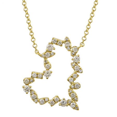 Agent Jewel - 14k Yellow Gold Multi-shape Diamonds Open Heart Necklace