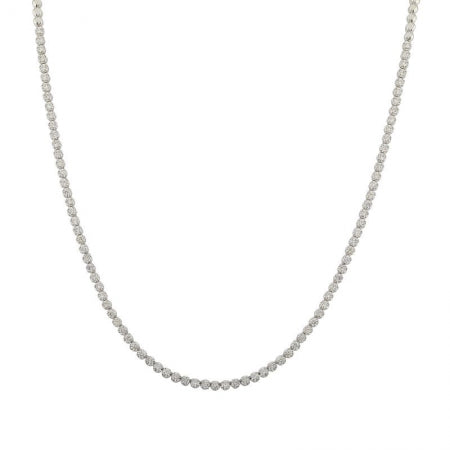 Agent Jewel - 14k White Gold Crown Prong Diamond Tennis Necklace / Halfway