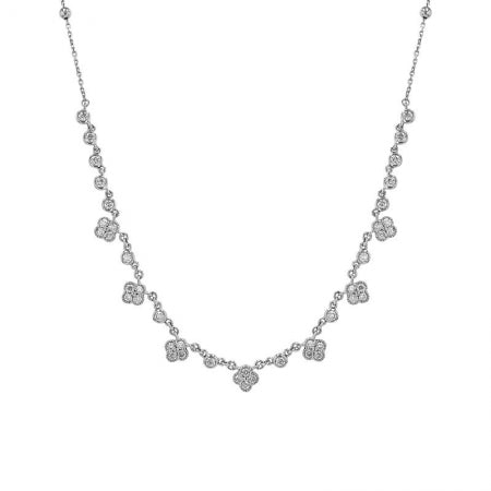 Agent Jewel - 14k White Gold Diamond Clover Necklace