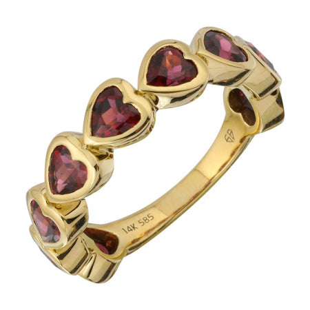 Agent Jewel - 14k Yellow Gold Heart Shape Rhodolite Ring