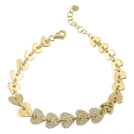 Agent Jewel - 14k Yellow Gold Pave Heart Diamond Bracelet