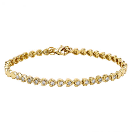 Agent Jewel - 14k Yellow Gold Heart Shape Mount Diamond Bracelet