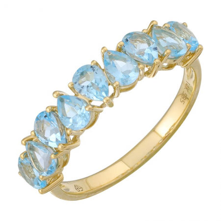 Agent Jewel - 14k Yellow Gold Pear Shape Blue Topaz Ring