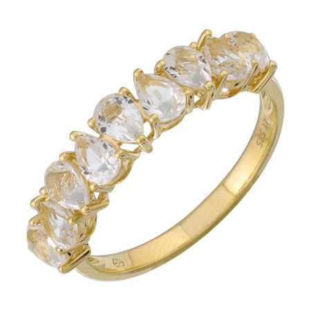 Agent Jewel - 14k Yellow Gold Pear Shape White Topaz Ring