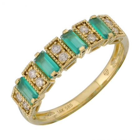 Agent Jewel - 14k Yellow Green Agate Diamond Ring