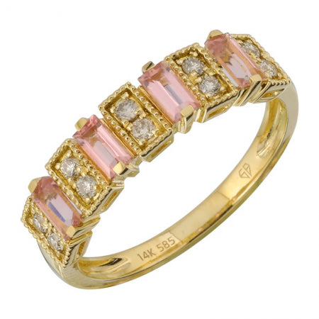 Agent Jewel - 14k Yellow Pink Tourmaline Diamond Ring