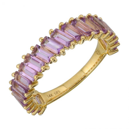 Agent Jewel - 14k Yellow Gold Slanted Baguette Amethyst Ring