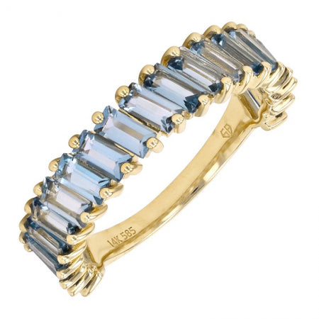 Agent Jewel - 14k Yellow Gold Slanted Baguette London Blue Topaz Ring