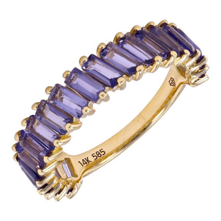Agent Jewel - 14k Yellow Gold Slanted Baguette Iolite Ring
