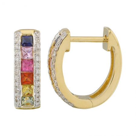 Agent Jewel - 14k Yellow Gold Rainbow Oval Hoop Earrings