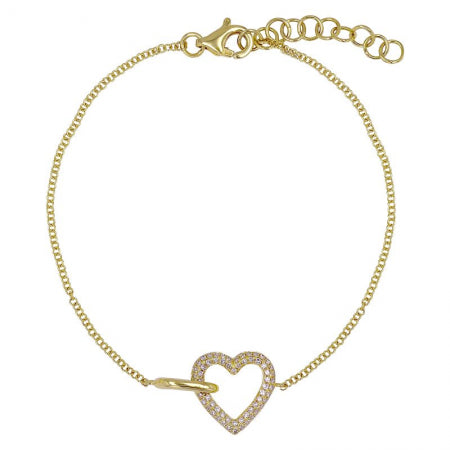 Agent Jewel - 14k Yellow Gold Diamond Open Heart Bracelet