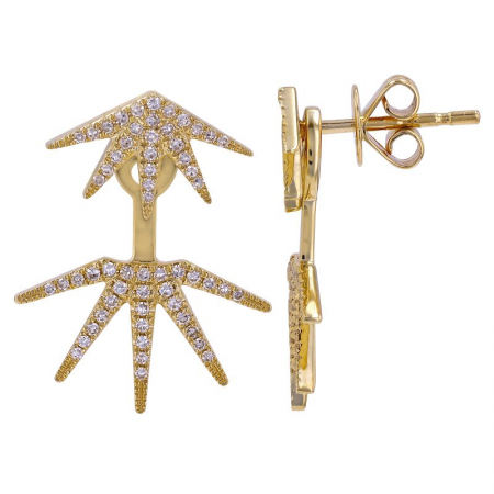 14k Yellow Gold Diamond Jacket Earrings