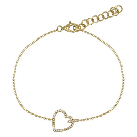 Agent Jewel - 14k Yellow Gold Open Heart Diamnod Bracelet